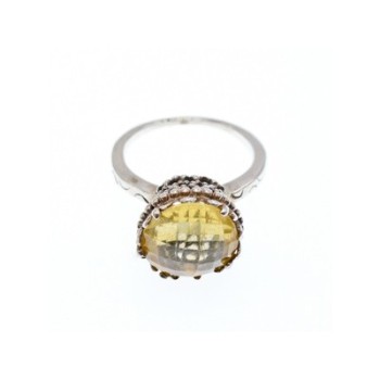 Vintage 925 Sterling Silver Yellow Tourmaline Ring Size 7