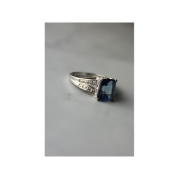 925 Sterling Silver Blue Spinel Ring Size 6.5