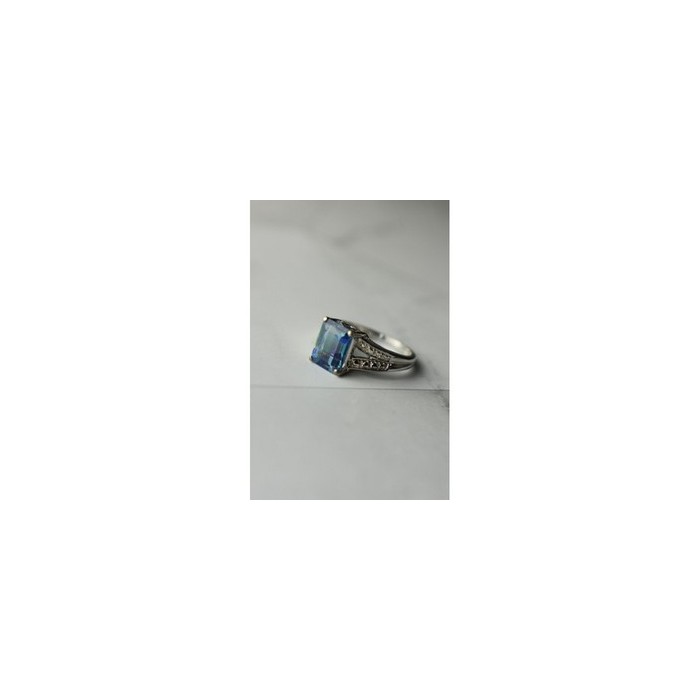 925 Sterling Silver Blue Spinel Ring Size 6.5