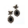 Vintage 925 Sterling Silver Onyx & Marcasites Earrings