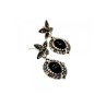 Vintage 925 Sterling Silver Onyx & Marcasites Earrings