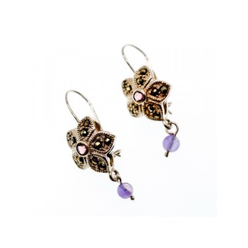 925 Sterling Silver Amethyst & Marcasites 