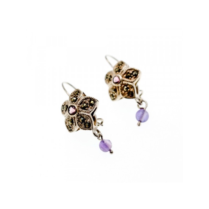 925 Sterling Silver Amethyst & Marcasites 