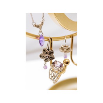 925 Sterling Silver Amethyst & Marcasites 