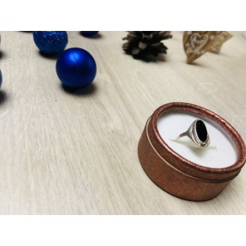 925 Sterling Silver Black Nephrite Ring Size 6.5