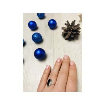 925 Sterling Silver Black Nephrite Ring Size 6.5