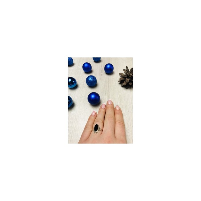 925 Sterling Silver Black Nephrite Ring Size 6.5