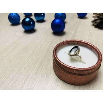 925 Sterling Silver Black Nephrite Ring Size 6.5