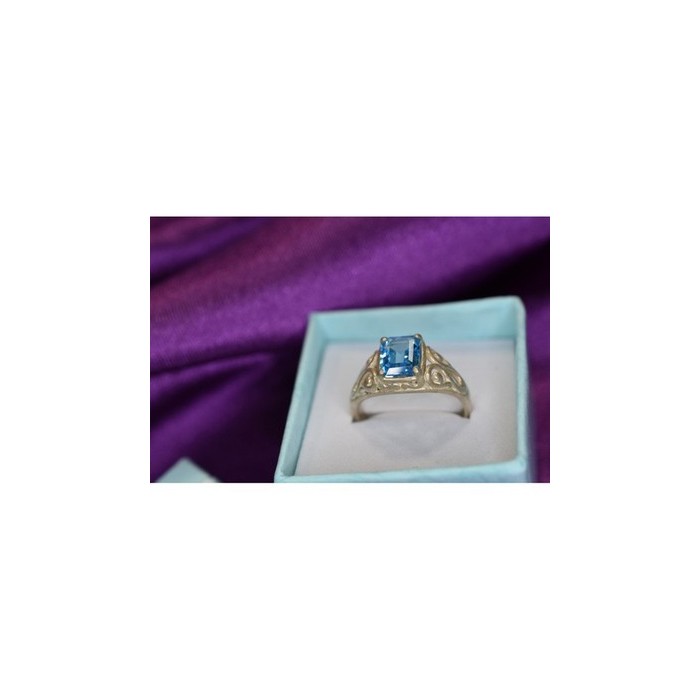 925 Sterling Silver Blue Topaz Openwork Ring Size 6.5