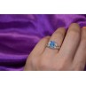 925 Sterling Silver Blue Topaz Openwork Ring Size 6.5