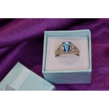 925 Sterling Silver Blue Topaz Openwork Ring Size 6.5
