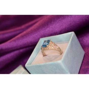 925 Sterling Silver Blue Topaz Openwork Ring Size 6.5