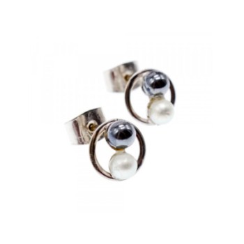 10K WHITE GOLD PEARLS EARRINGS  ITALY