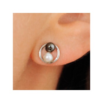 10K WHITE GOLD PEARLS EARRINGS  ITALY