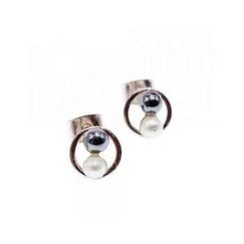 10K WHITE GOLD PEARLS EARRINGS  ITALY