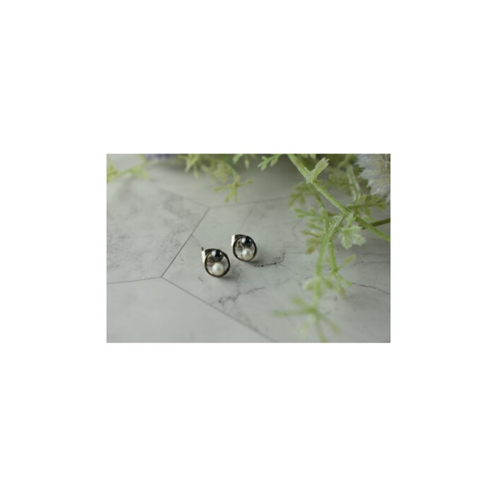 10K WHITE GOLD PEARLS EARRINGS  ITALY