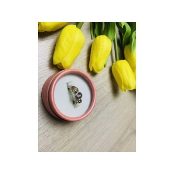 925 Sterling Silver Purple Tourmaline & Peridot Ring Size 8