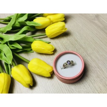 925 Sterling Silver Purple Tourmaline & Peridot Ring Size 8