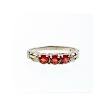 925 Sterling Silver Spessartine & CZ Ring Size 8