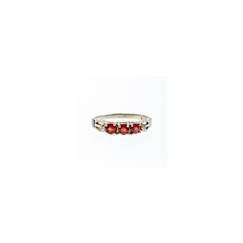 925 Sterling Silver Spessartine & CZ Ring Size 8