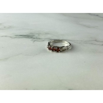 925 Sterling Silver Spessartine & CZ Ring Size 8