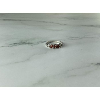 925 Sterling Silver Spessartine & CZ Ring Size 8