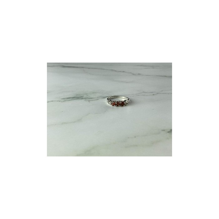 925 Sterling Silver Spessartine & CZ Ring Size 8