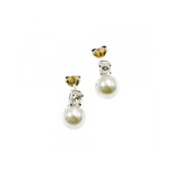 925 Sterling Silver Pearl & CZ Stud Earrings