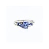10K WHITE GOLD IOLITE & DIAMONDS RING SIZE 6.5