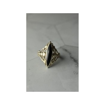 Vintage 925 Sterling Silver Black Agate Ring Size 8