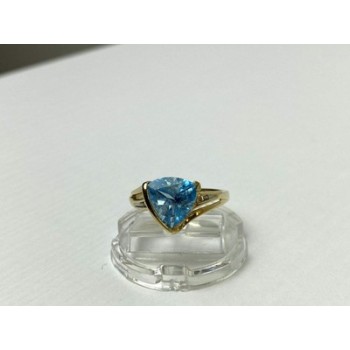 10K YELLOW GOLD TOPAZ & DIAMONDS RING SIZE 7