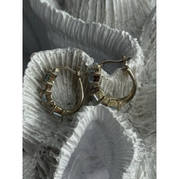 925 Sterling Silver Topaz & Marcasite Earrings Length 0.70 Inch