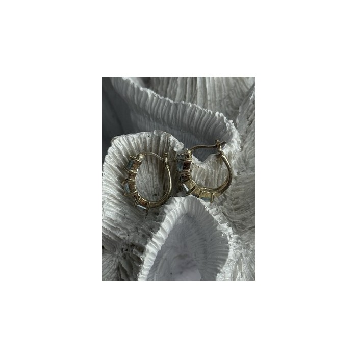 925 Sterling Silver Topaz & Marcasite Earrings Length 0.70 Inch