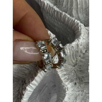 925 Sterling Silver Topaz & Marcasite Earrings Length 0.70 Inch