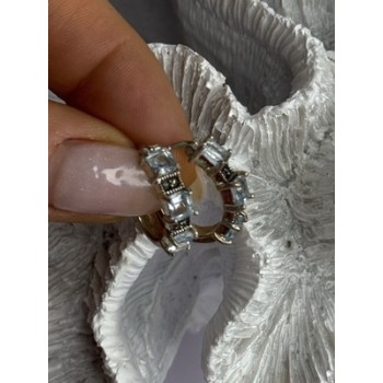 925 Sterling Silver Topaz & Marcasite Earrings Length 0.70 Inch