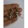 925 Sterling Silver Malachite Deer Earrings Length 1.40 Inch