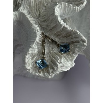 Shiny 925 Sterling Silver Topaz Earrings Length 1 Inch