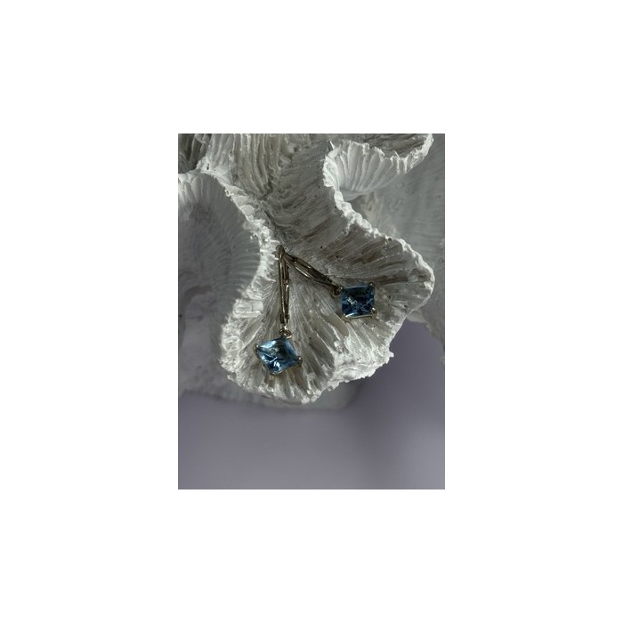 Shiny 925 Sterling Silver Topaz Earrings Length 1 Inch