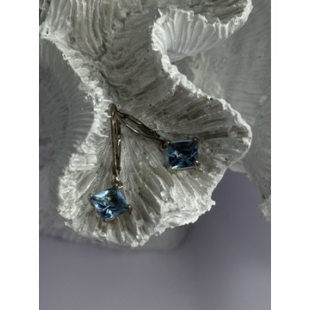 Shiny 925 Sterling Silver Topaz Earrings Length 1 Inch