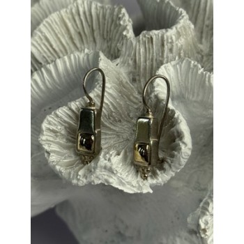 925 Sterling Silver With Gold Plated Part Earrings Length 1 Inch
