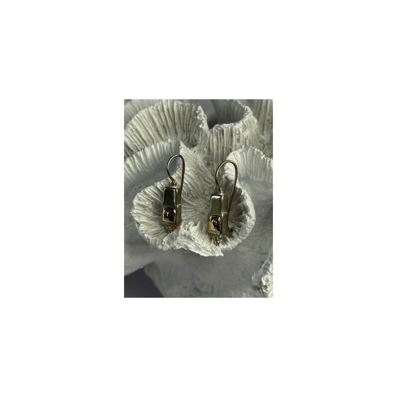 925 Sterling Silver With Gold Plated Part Earrings Length 1 Inch