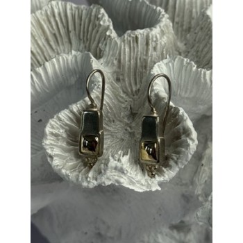 925 Sterling Silver With Gold Plated Part Earrings Length 1 Inch