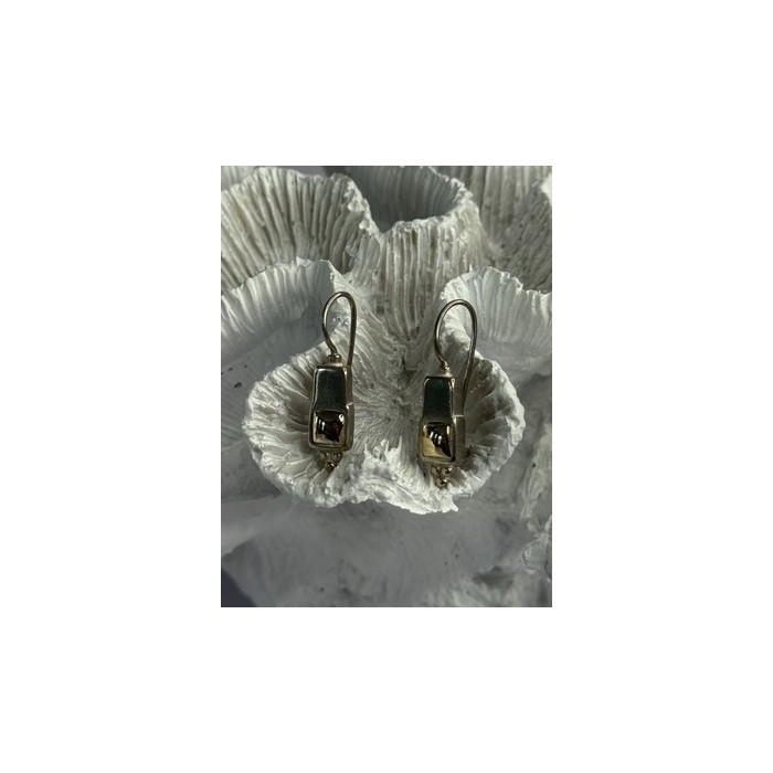 925 Sterling Silver With Gold Plated Part Earrings Length 1 Inch