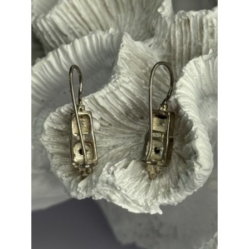 925 Sterling Silver With Gold Plated Part Earrings Length 1 Inch