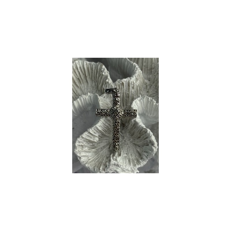 925 Sterling Silver Diamond Cross Length 1.50 Inch