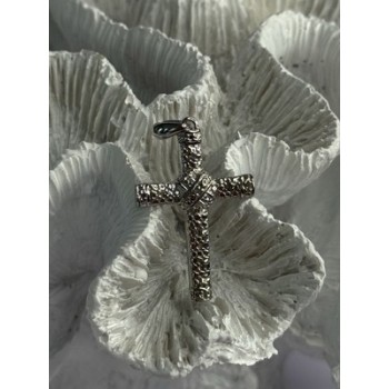 925 Sterling Silver Diamond Cross Length 1.50 Inch