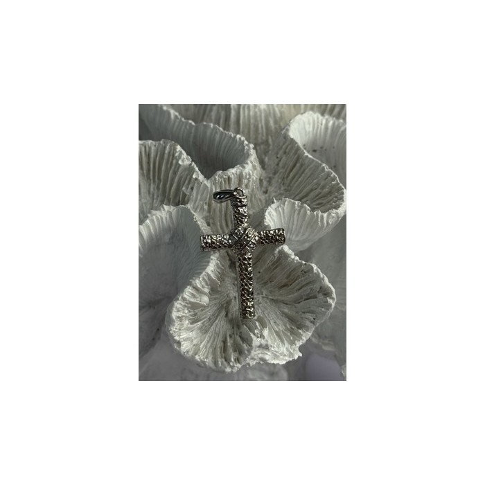 925 Sterling Silver Diamond Cross Length 1.50 Inch