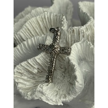 925 Sterling Silver Diamond Cross Length 1.50 Inch