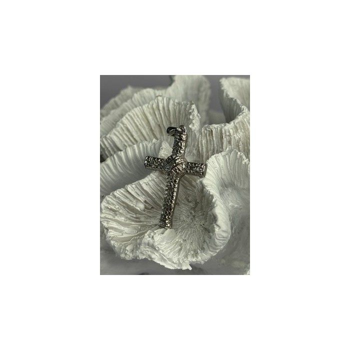 925 Sterling Silver Diamond Cross Length 1.50 Inch