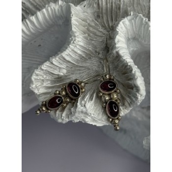 925 Sterling Silver Garnet Pyrope Earrings Length 1.15 Inch